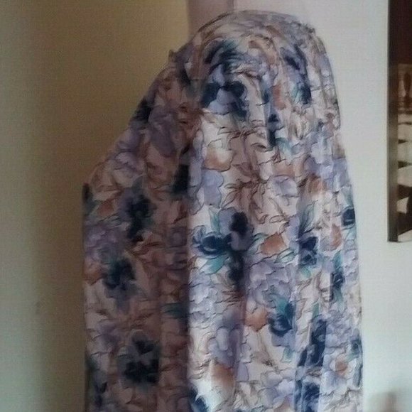EJ HARPER Women's Purple Floral Long Sleeved Padded Vintage Blouse Top - Sz 14 - Picture 2 of 7